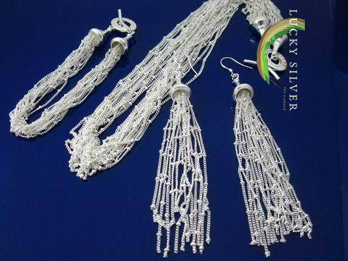 OUR BEST SELLER!!! 925 Sterling Silver LINKS Bracelet, Necklace & Earrings Set (Ready to Ship)
