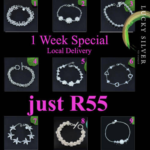 1 Week Only - R55 only! Variety of Silver Bracelets - LOCAL DELIVERY SPECIAL!