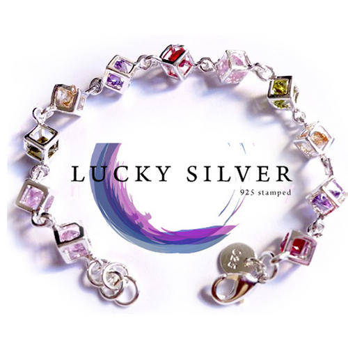 925 Sterling Silver EP CRYSTAL CUBE BRACELET - Ready to Ship