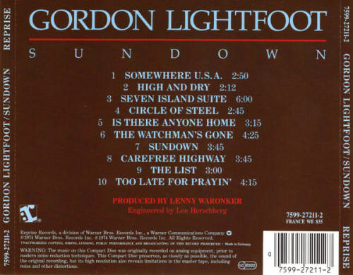 Gordon Lightfoot - Sundown (CD)