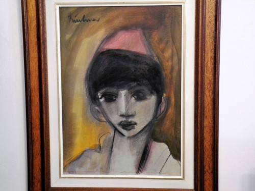 CARL BUCHNER. 1921-2003. YOUNG BOY, MIXED MEDIA (on paper onto board) Framed H67XW53cm, PIC.H47XW34