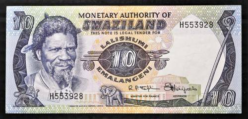1974 SWAZILAND. 10 Emalangeni  Note. Pick 4(a) Market Price = R2,585.00.  CRISP Ch/UNC