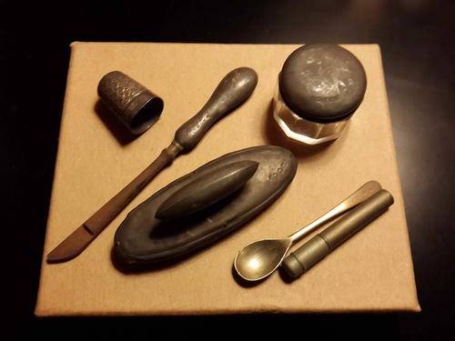 Antique Silver Hallmarked Manicure Set and Silver Hallmarked Thimble