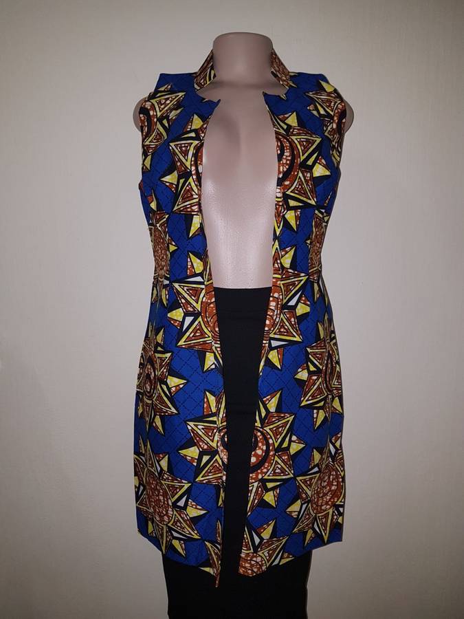 African Print Sleeveless Kimono (Ankara) by Ijay (Size: 8/S/32)