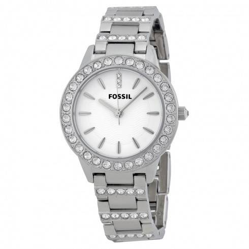 FOSSIL Glitz White Dial Stainless Steel Ladies Watch