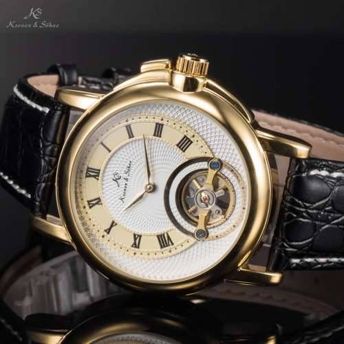 KRONEN & SOHNE "Circulus" Navi Balance Wheel Leather Watch w/ BOX AND PAPERS