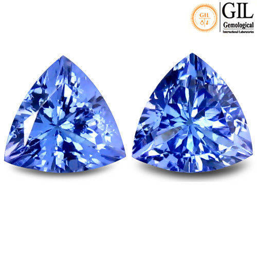1.13cts FREE PAIR ''GIL'' CERT SIGNIFICANT!! 100% AAA GENUINE Natural TANZANITE Purplish Blue - VVS
