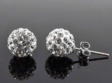 A MUST HAVE!!! ELEGANT WHITE CRYSTAL SHAMBALLA EARRING - SELLS FOR R245 A PAIR