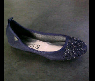 DENIM PUMP WITH BLACK STONES (DIAMANTE CRYSTALS) - SUPER COMFY SIZE6