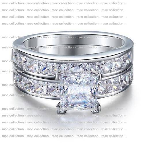 Amazing! 1 Carat Cr. Princess Cut Diamond Ring 2-pc-set with Accents Engagement Ring - Size7 /O/17.3