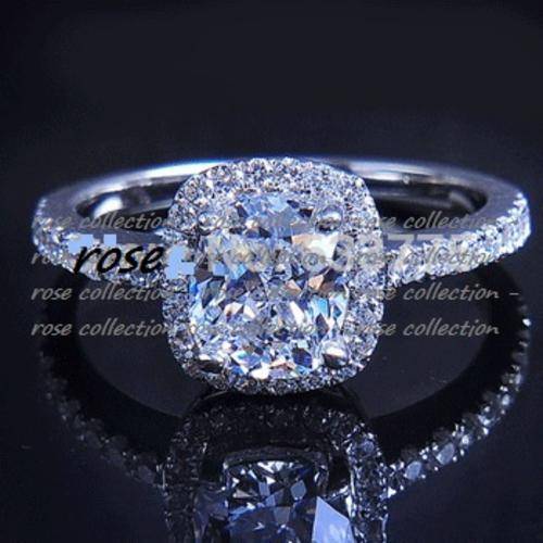 Spectacular! 2 Carat Cr. Cushion Cut Diamond Ring with Accents Engagement Ring - Size7 /O/17.3mm