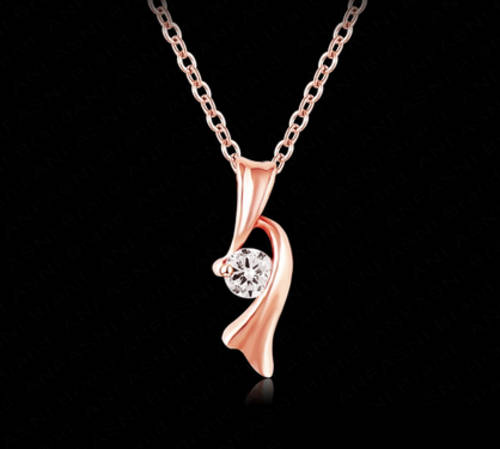 STAGGERING!! UNIQUE DESIGN 18K ROSE GOLD PLATED SIMULATED DIAMOND NECKLACE PENDANT ERV R1599
