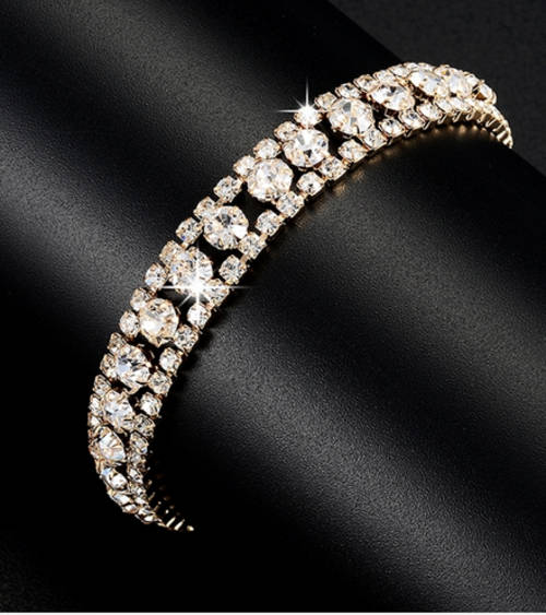 HEADTURNER!! YELLOW GOLD PLATED WITH SIMULATED DIAMOND BRACELET ERV R999