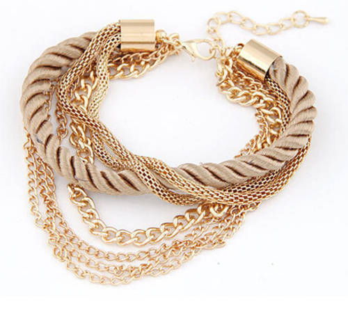 MIND-BLOWING!! ROPE AND CHAIN YELLOW GOLD PLATED BRACELETS ERV R999