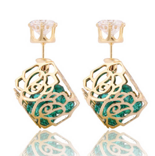 SPARKLING!! YELLOW GOLD PLATED WITH SIMULATED DIAMOND EARRING ERV R999