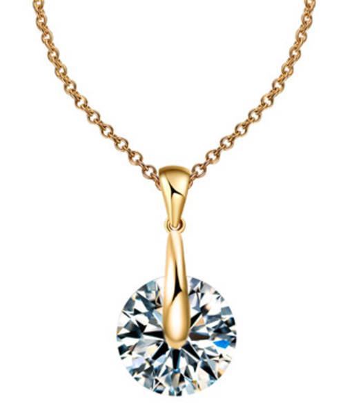 EXQUISITE!! YELLOW GOLD PLATED WITH SIMULATED DIAMOND NECKLACE ERV R999