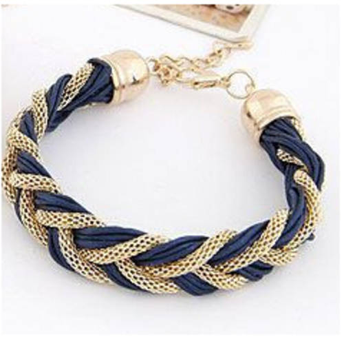 MARVELLOUS!! NAVY BLUE AND GOLD PLATED CUFF BRACELET ERV R699