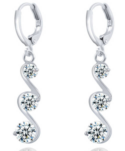 PHENOMENAL!! SILVER PLATED WITH SIMULATED DIAMOND EARRING