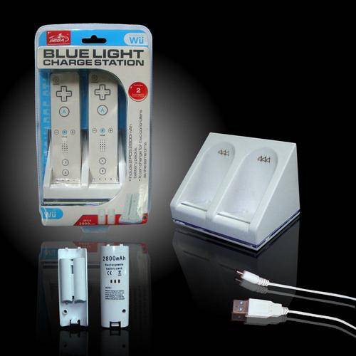 Wii Remote Blue Light dual Charger Black