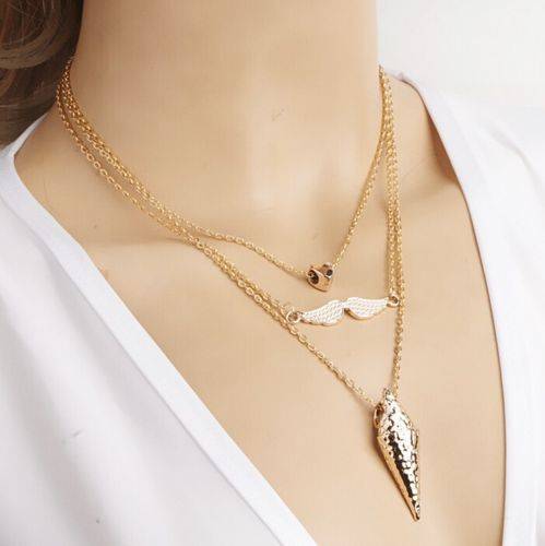 9K Yellow Gold Filled Angel & Arrow Shape Necklace & Pendant