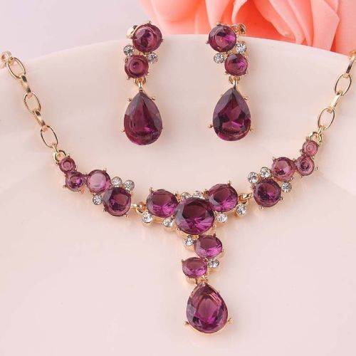 14k Gold Filled Round Cut Red wine Sapphire  Set