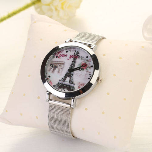 LOVE Eiffel Tower Round Quartz Analog Bracelet Wrist Gift Watch