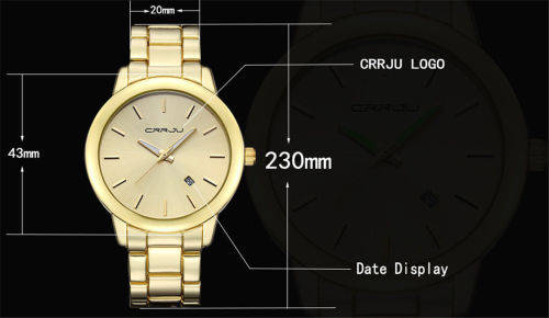 Luxury Men Stainless Steel Date Quartz Analog Sport Watch - Gold