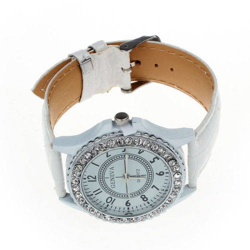 Geneva Crystal Dial Quartz Stainless Steel Wrist Watch