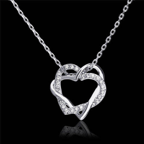 18k Gold Plated Alloy Rhinestone Pendants Austrian Crystal Heart Necklace