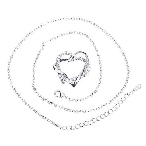 18k Gold Plated Alloy Rhinestone Pendants Austrian Crystal Heart Necklace