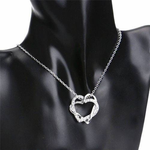 18k Gold Plated Alloy Rhinestone Pendants Austrian Crystal Heart Necklace