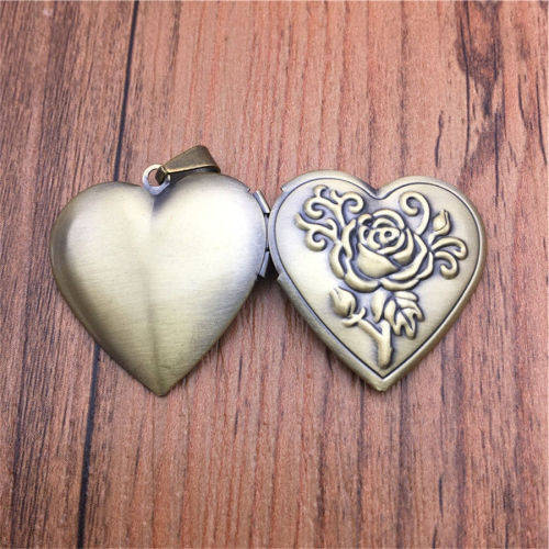 Bronze Heart LOCKET Photo Charm Pendant Necklace
