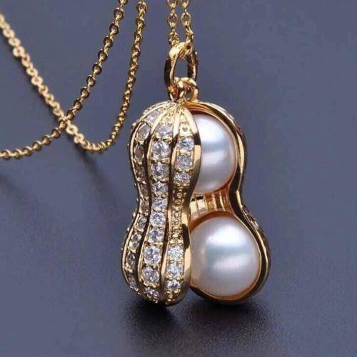 Fashion Gold Chain Peanut Pendant Necklace style - Gold