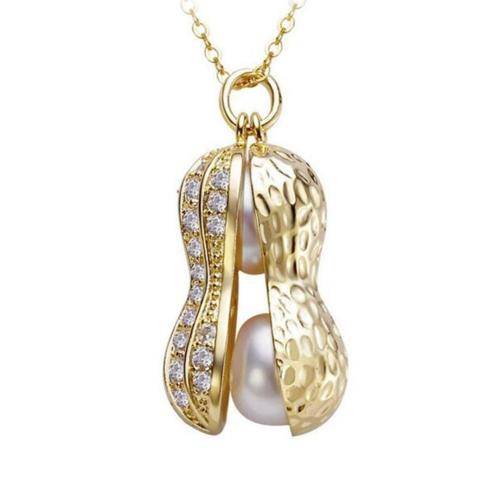 Fashion Gold Chain Peanut Pendant Necklace style - Gold