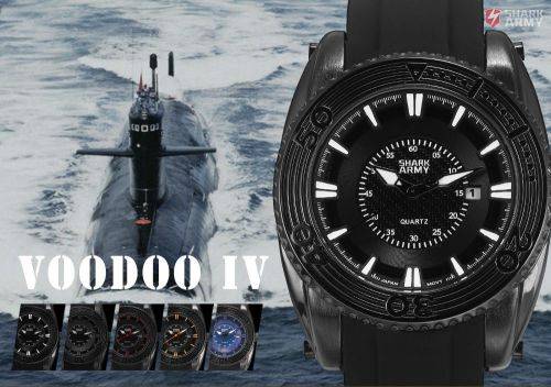 Genuine SHARK ARMY Mens Silicone Band Sport Military Watch  Ref11