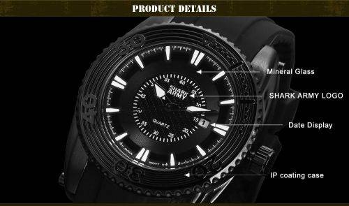 Genuine SHARK ARMY Mens Silicone Band Sport Military Watch  Ref11