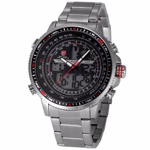 Genuine Shark Black Men Steel Quartz Army Watch  Ref14