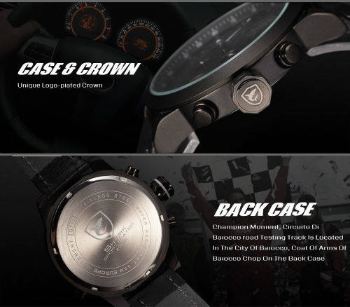 SHARK LED Date Black Red Quartz Stainless Steel Men Sport Wrist Watch Ref46