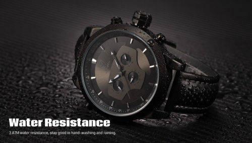 SHARK LED Date Black Red Quartz Stainless Steel Men Sport Wrist Watch Ref46