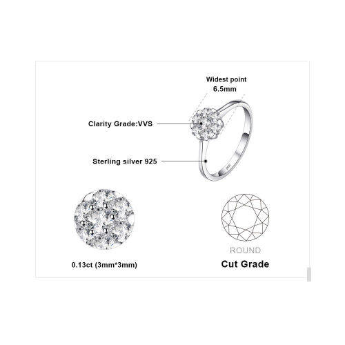 925 Solid Sterling Silver 0.4ct Cubic Zirconia Ring 925 Sterling Silver   - Ring Size 7