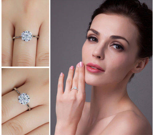 925 Solid Sterling Silver 0.4ct Cubic Zirconia Ring 925 Sterling Silver   - Ring Size 7