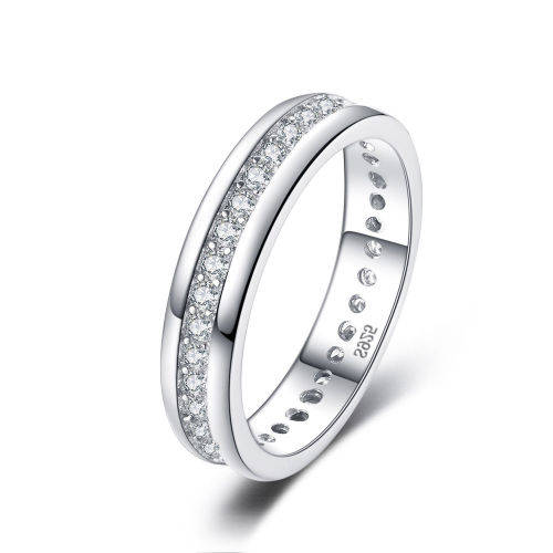 925 Solid Sterling  Cubic Zirconia Channel Wedding Ring  - Ring Size 6