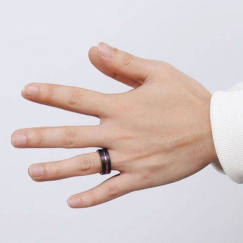 Stainless Steel Wedding Ring Black Engagement Band Size 13
