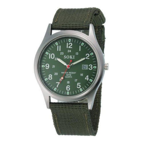 SOKI Military Army Watch Men Sport Canvas Band Analog Quartz Wrist Watch