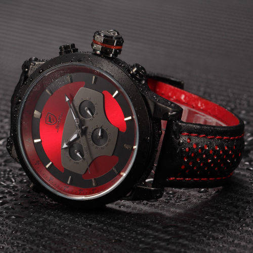 SHARK LED Date Black Red Quartz Stainless Steel, All the Dials moves, they are not decoration Ref53