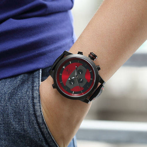 SHARK LED Date Black Red Quartz Stainless Steel, All the Dials moves, they are not decoration Ref53
