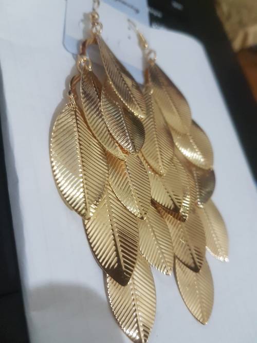 Fashion Earrings Hollow Metal Leaves Leaf Long Dangle
