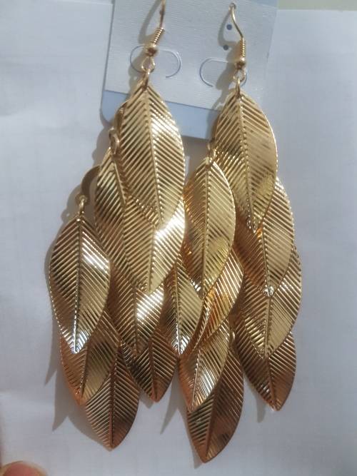 Fashion Earrings Hollow Metal Leaves Leaf Long Dangle