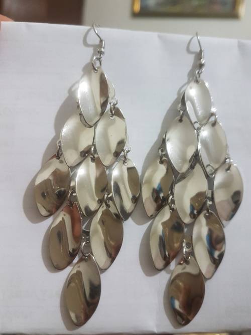 Fashion Earrings Hollow Metal Leaves Leaf Long Dangle