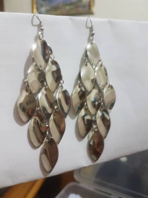 Fashion Earrings Hollow Metal Leaves Leaf Long Dangle